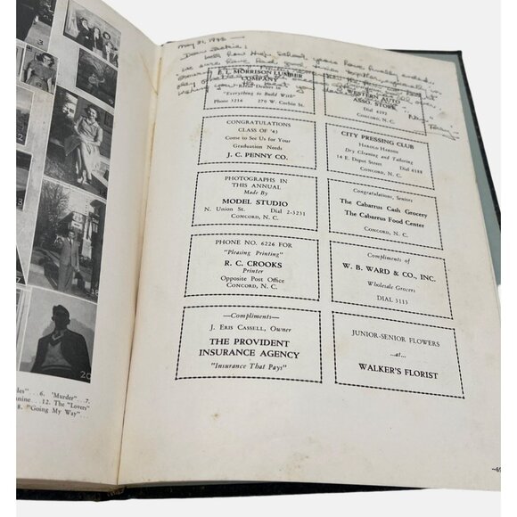 Vintage 1943 The Spider Web Yearbook Concord High School w/ Commencement Program - Picture 10 of 10
